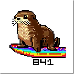 841 8-BIT Surfing Otter Sant Cruz Posters and Art